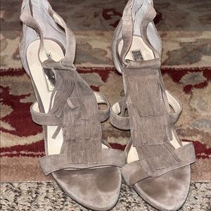 Elegant Leather FringeTaupe 5” Heels; I.N.C.,International Concepts, NYC Sz. 8.5